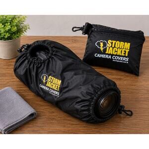 Storm Jacket Camera Rain Cover Adjustable Dual Ends DSLR Lens Cover w Pouch